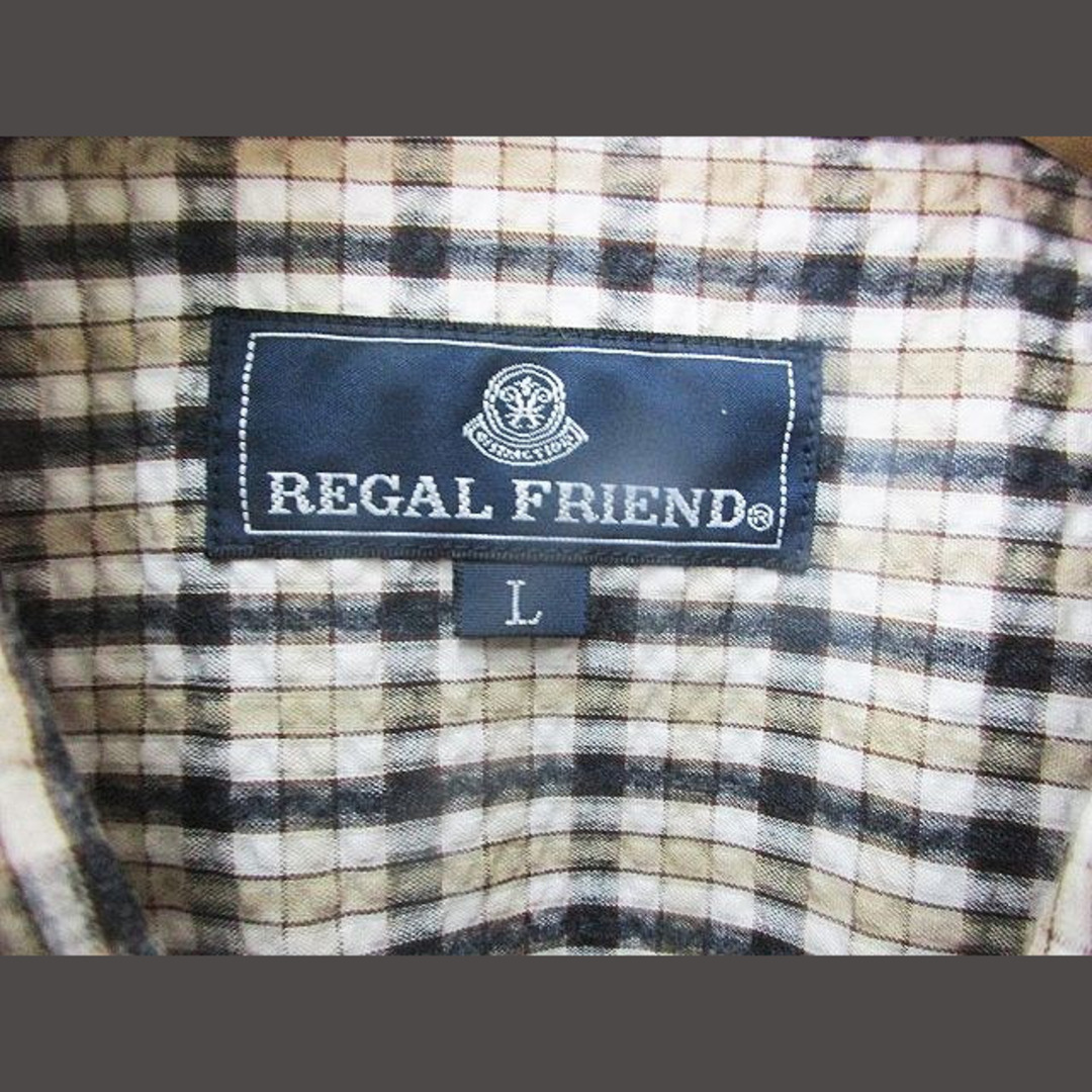 other(アザー)のREGAL FRIEND シャツ 半袖 チェック ベージュ グレー オフ L メンズのトップス(シャツ)の商品写真