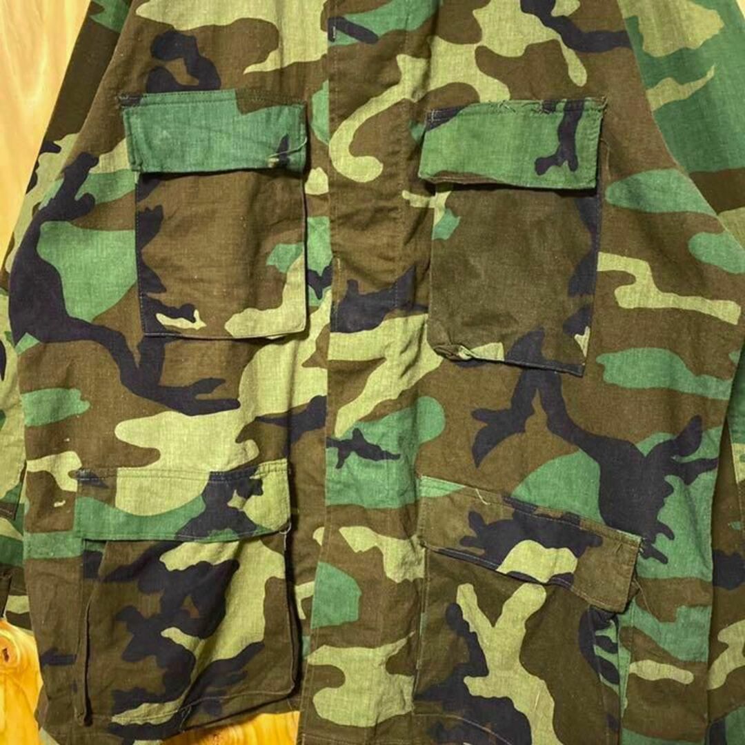 カモフラ ウッドランド 迷彩 総柄 USA古着 90s ミリタリー シャツ 長袖