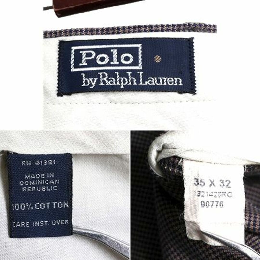 Ralph Lauren(ラルフローレン)の90s ラルフローレン チェック コットン パンツ 35 スラックス 2タック メンズのパンツ(スラックス)の商品写真