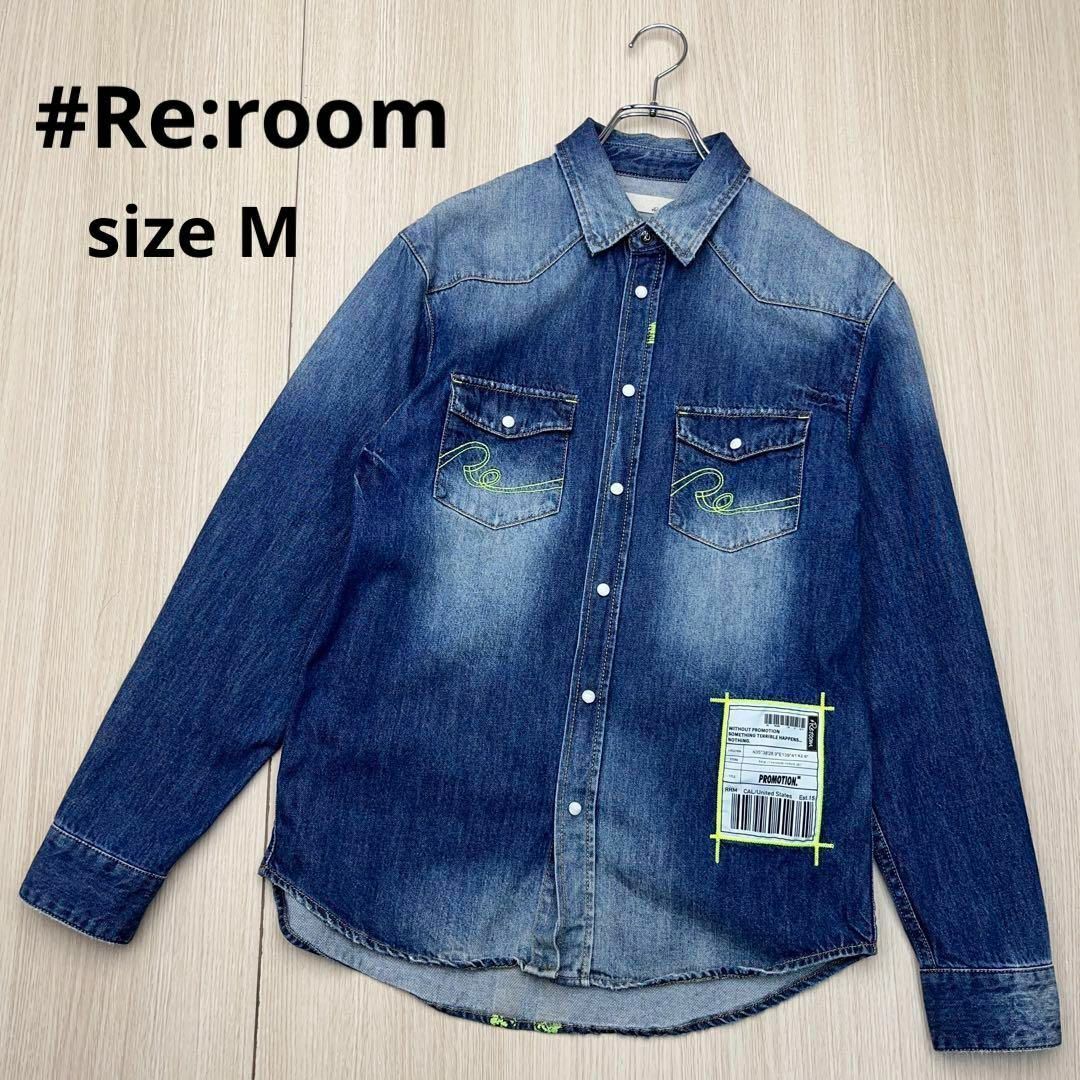 ● #Re:room リルーム　メンズ　デニムシャツ　ペイント　刺繍