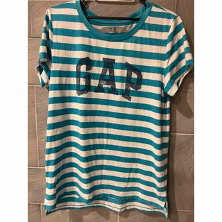 ギャップ(GAP)のGAP Mサイズ 半袖 Tシャツ 水色 ボーダー 古着(Tシャツ(半袖/袖なし))