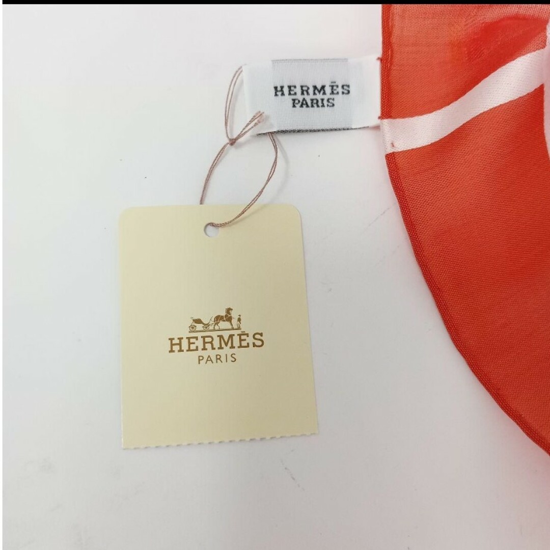 E92510)未使用 HERMES スカーフ エルメス ハンカチ オレンジ 美品