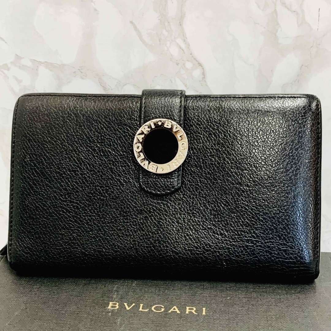 美品 BVLGARI レザー 二つ折り財布 コローレ ラウンドジップ ブラック