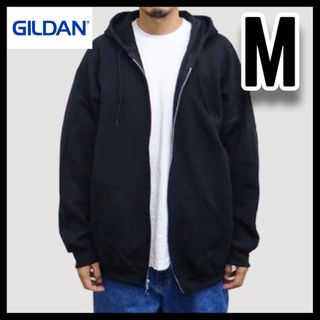 ギルタン(GILDAN)の新品未使用 ギルダン 8oz 無地ジップアップパーカー 裏起毛 黒 M(パーカー)