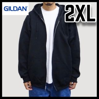 ギルタン(GILDAN)の新品未使用 ギルダン 8oz 無地ジップアップパーカー 裏起毛 黒 2XL(パーカー)