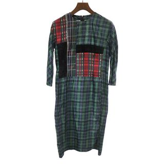 コムデギャルソン(COMME des GARCONS)のrobe de chambre COMME des GARCONS ローブドシャンブル コムデギャルソン 1999AW マルチチェックベルベットプルオーバーワンピース ミックス(ロングワンピース/マキシワンピース)