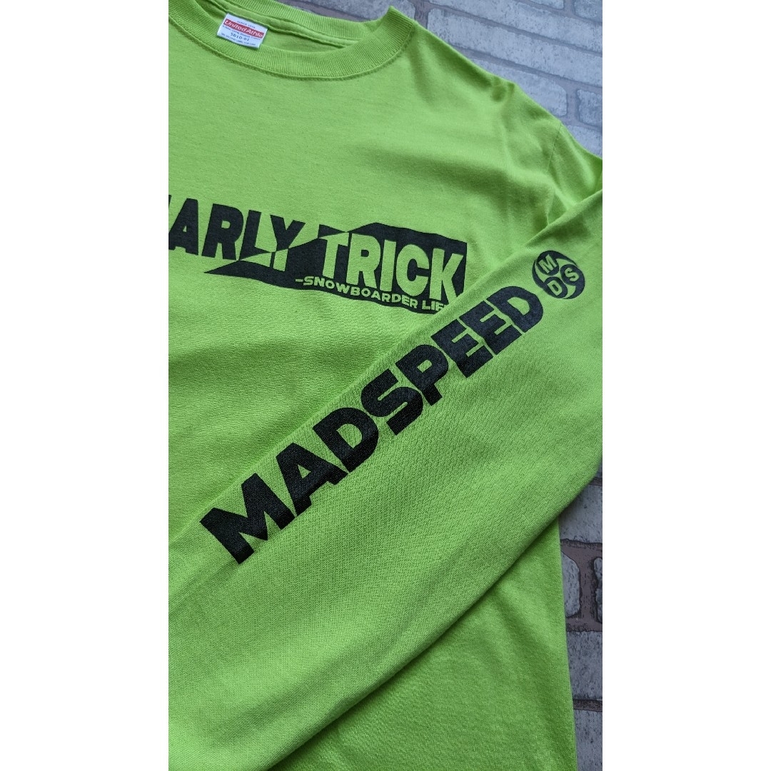 UnitedAthle(ユナイテッドアスレ)の【MADSPEED】趣味Tシャツ スノーボード スケートボード ライムグリーン メンズのトップス(Tシャツ/カットソー(七分/長袖))の商品写真