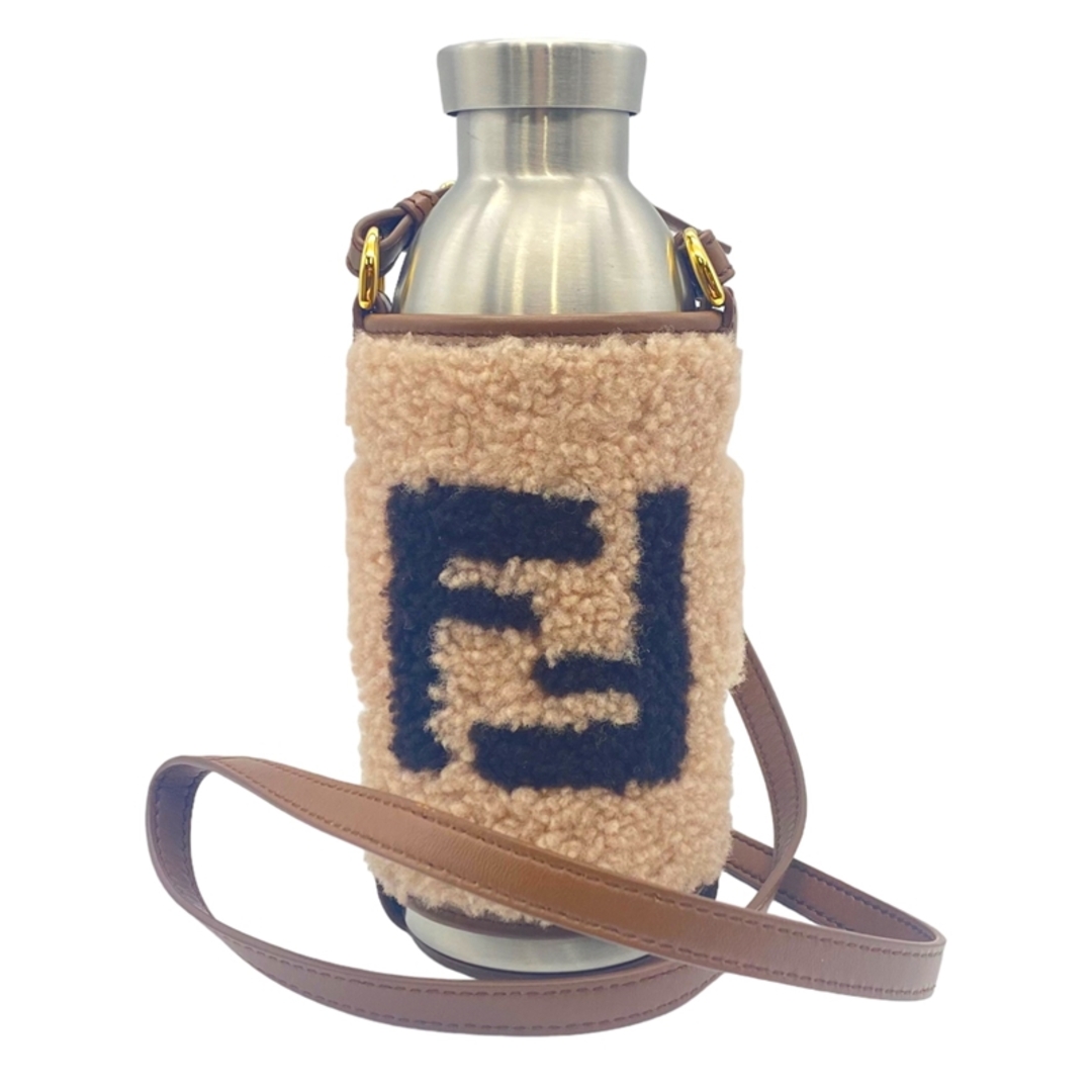 フェンディ FENDI ボトルホルダー 24BOTTLESコラボ 7AR972 ベージュ×ブラウン×シルバー ゴールド金具 レザー/ステンレス ユニセックス その他小物