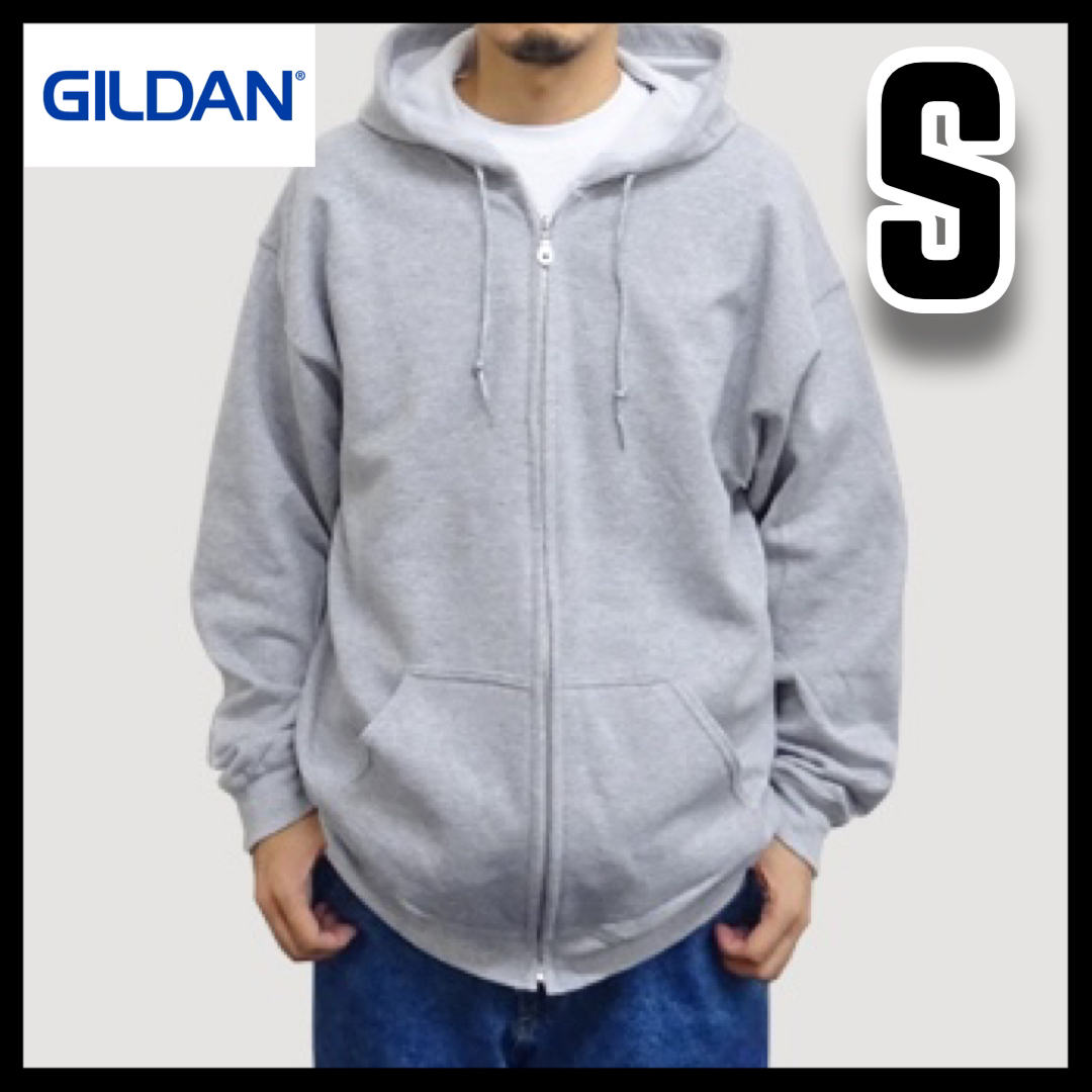 GILDAN(ギルタン)の新品未使用 ギルダン 8oz 無地ジップアップパーカー 裏起毛 グレー S メンズのトップス(パーカー)の商品写真