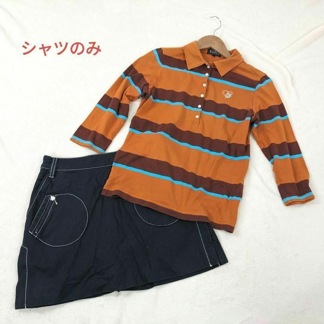 【パーリーゲイツ】ゴルフウェア 3 シャツ ボーダー 茶 レディース | フリマアプリ ラクマ