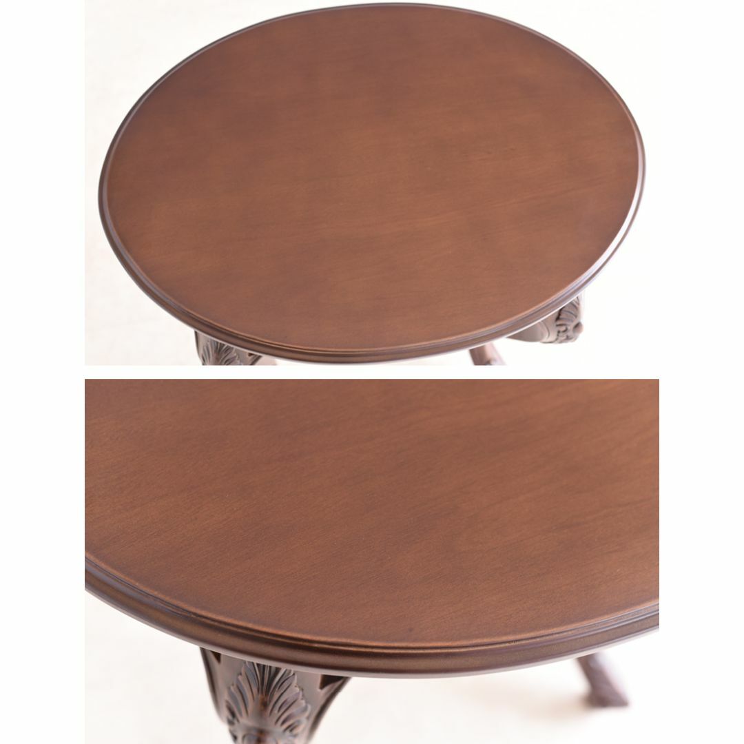 ミニテーブル猫脚コーヒーテーブル 楕円70×50 ブラウン