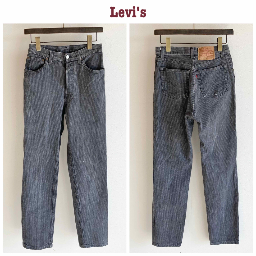 Levi's(リーバイス)のUSA製 ビンテージ リーバイス フェード ストライプ ブラック デニム パンツ レディースのパンツ(デニム/ジーンズ)の商品写真