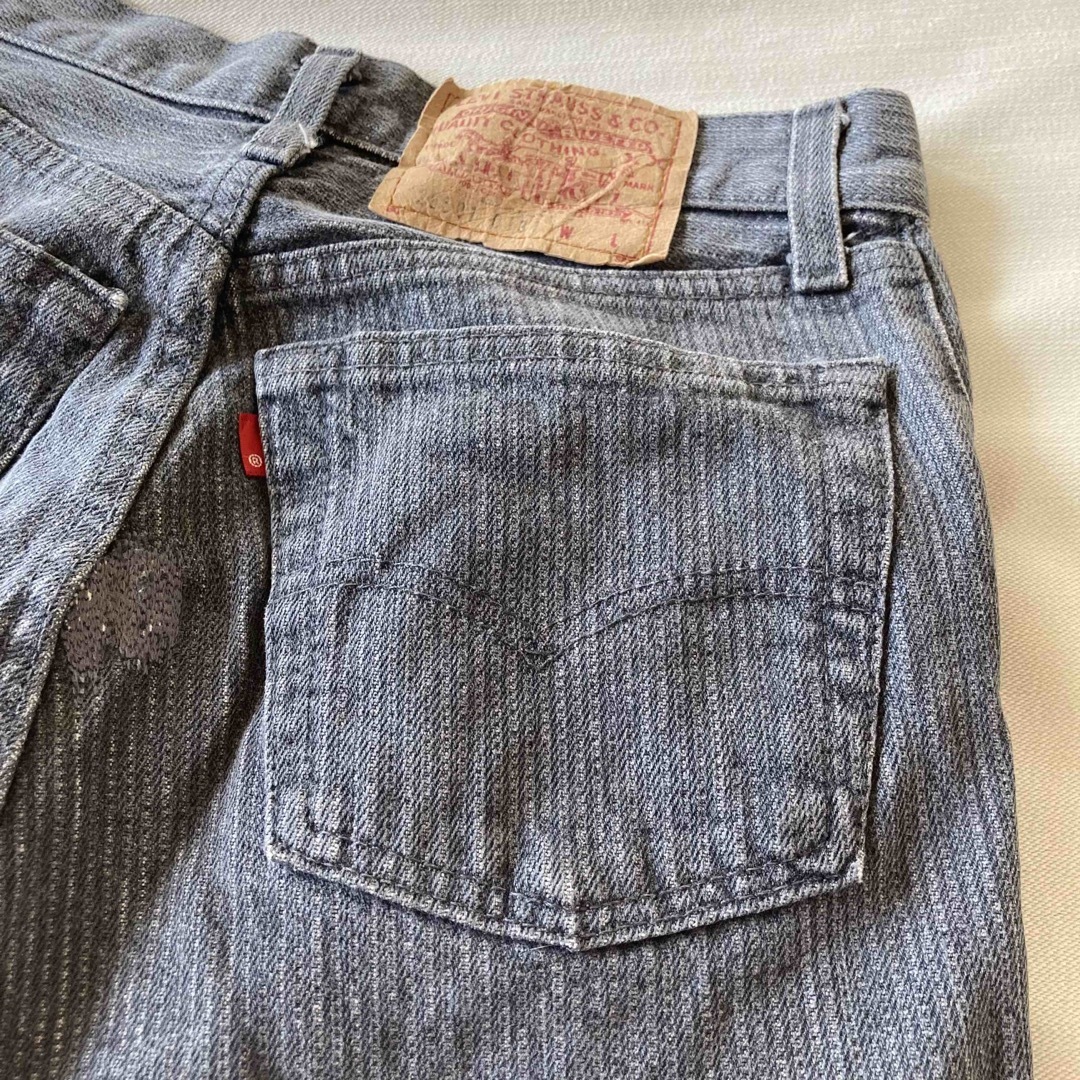 USA製 ビンテージ リーバイス フェード ストライプ ブラック デニム パンツlanru_denim