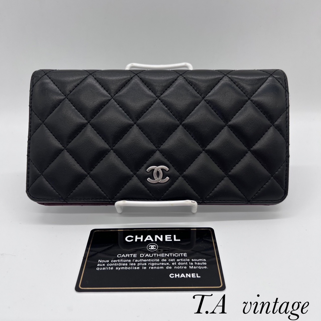 CHANEL - 美品！シャネル ラムスキン マトラッセ 長財布 ブラックの ...