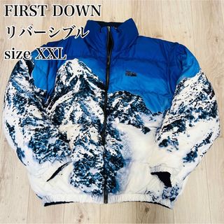 ファーストダウン(FIRST DOWN)の【希少】ファーストダウン　雪山　ダウンジャケット　リバーシブル　XXL ネイビー(ダウンジャケット)