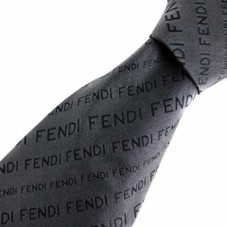 フェンディ(FENDI)のフェンディ ネクタイ ワイドタイ イタリア製 シルク 総柄 グレー 黒 小物(ネクタイ)