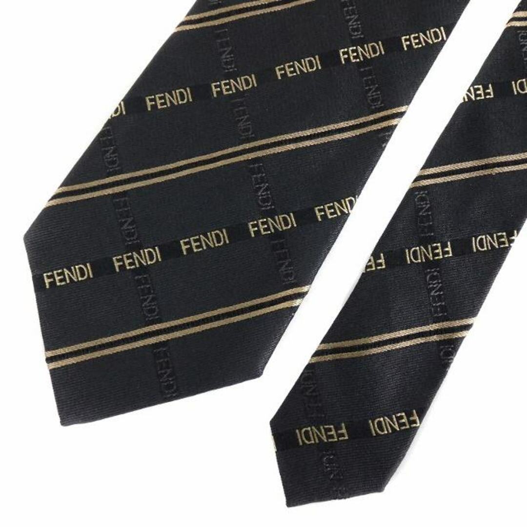 FENDI(フェンディ)のフェンディ ネクタイ ワイドタイ イタリア製 シルク 総柄 黒 ベージュ 小物 メンズのファッション小物(ネクタイ)の商品写真