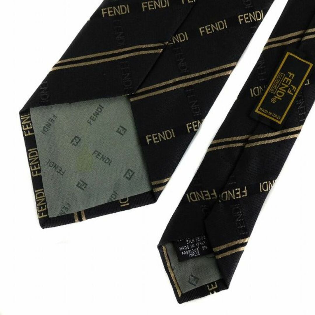 FENDI(フェンディ)のフェンディ ネクタイ ワイドタイ イタリア製 シルク 総柄 黒 ベージュ 小物 メンズのファッション小物(ネクタイ)の商品写真