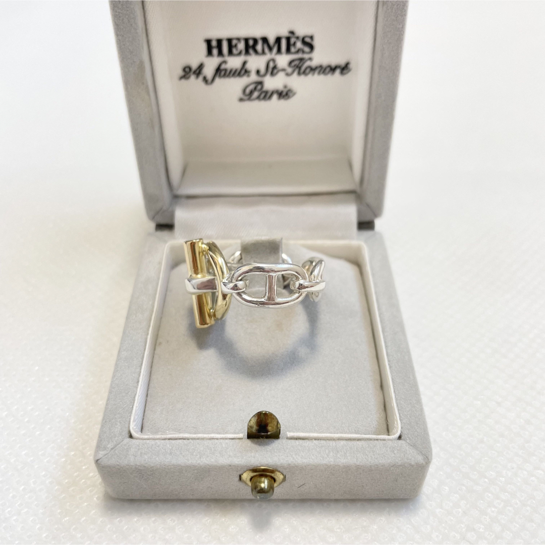 Vintage HERMES 53 ゴールド シルバー コンビ リング エルメス