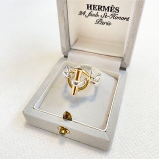 Vintage HERMES 53 ゴールド シルバー コンビ リング エルメス