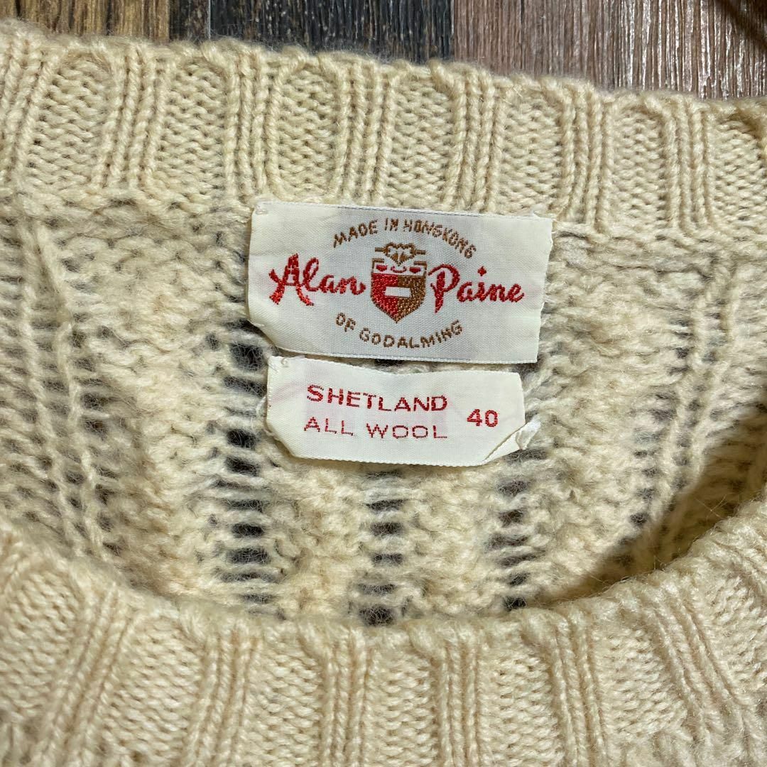 メンズ ウールニット セーター オフホワイト 40 USA古着 90s