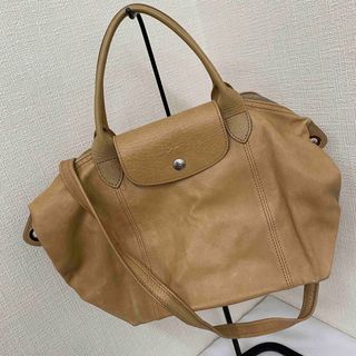 ロンシャン(LONGCHAMP)のロンシャン ルプリアージュ キュイール　2way 　ベージュ　ストラップ付(ショルダーバッグ)