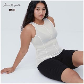 ユニクロ(UNIQLO)の2枚L白色set ユニクロ　マメクロ　シアータンクトップ　白　2枚セット(シャツ/ブラウス(半袖/袖なし))