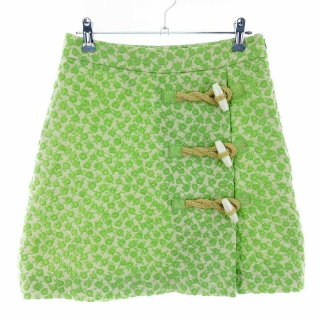 モスキーノチープアンドシック 花柄スカート ミニ 台形 絹混 総柄刺繍 38 緑 | フリマアプリ ラクマ