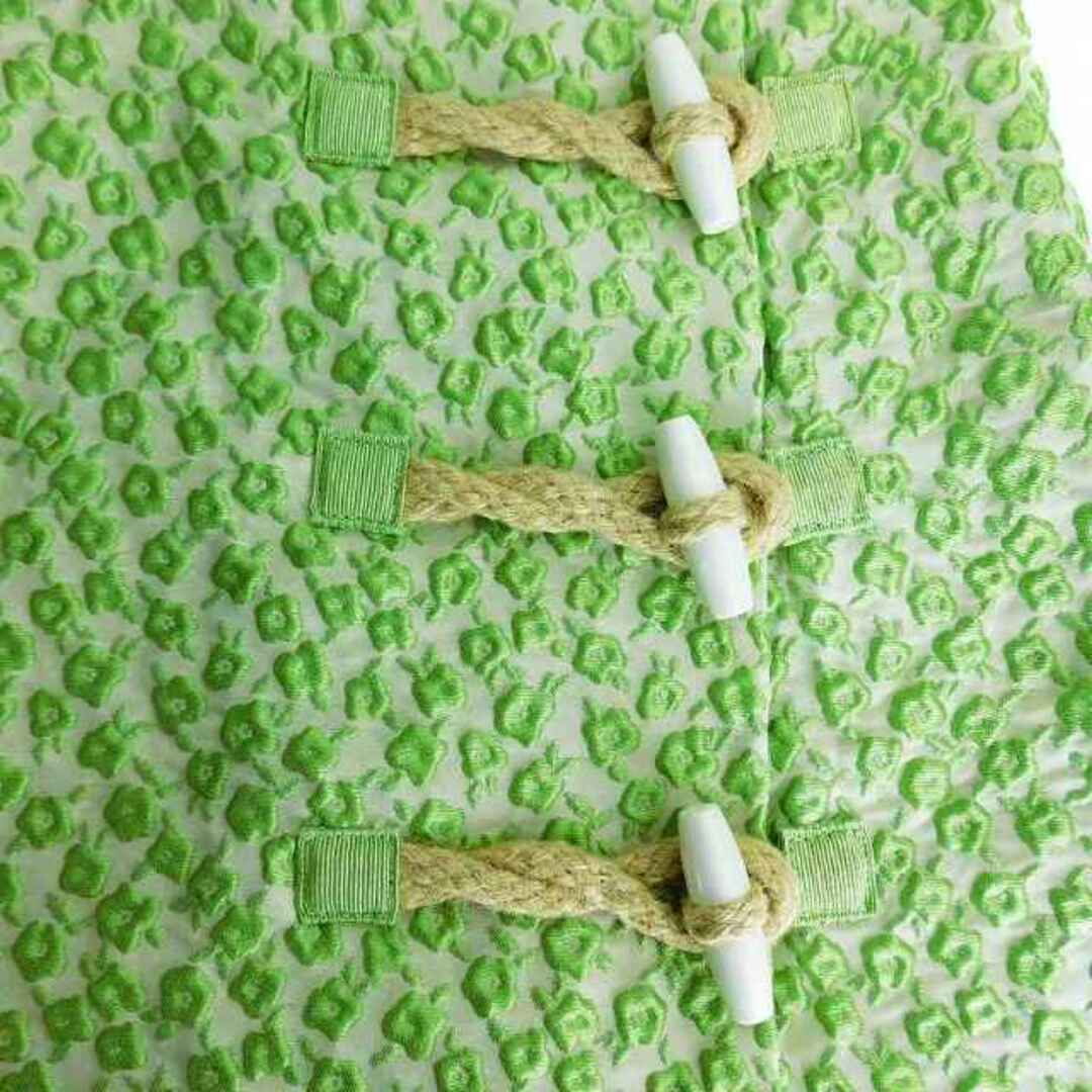 モスキーノチープアンドシック 花柄スカート ミニ 台形 絹混 総柄刺繍 38 緑
