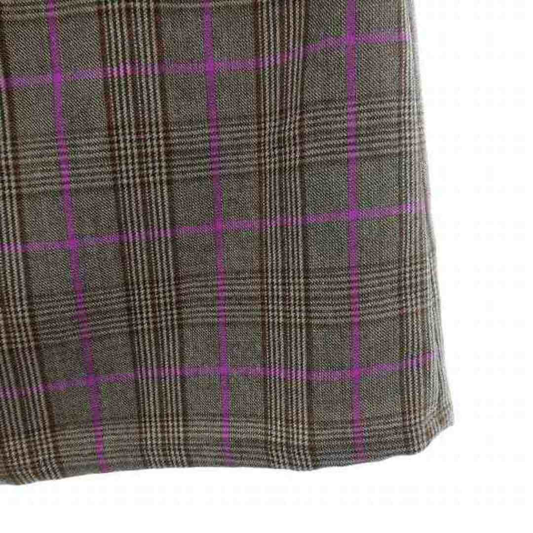 PAUL & JOE(ポールアンドジョー)のポール＆ジョー チェック 台形スカート ミモレ丈 サイドファスナー 38 茶 紫 レディースのスカート(ロングスカート)の商品写真