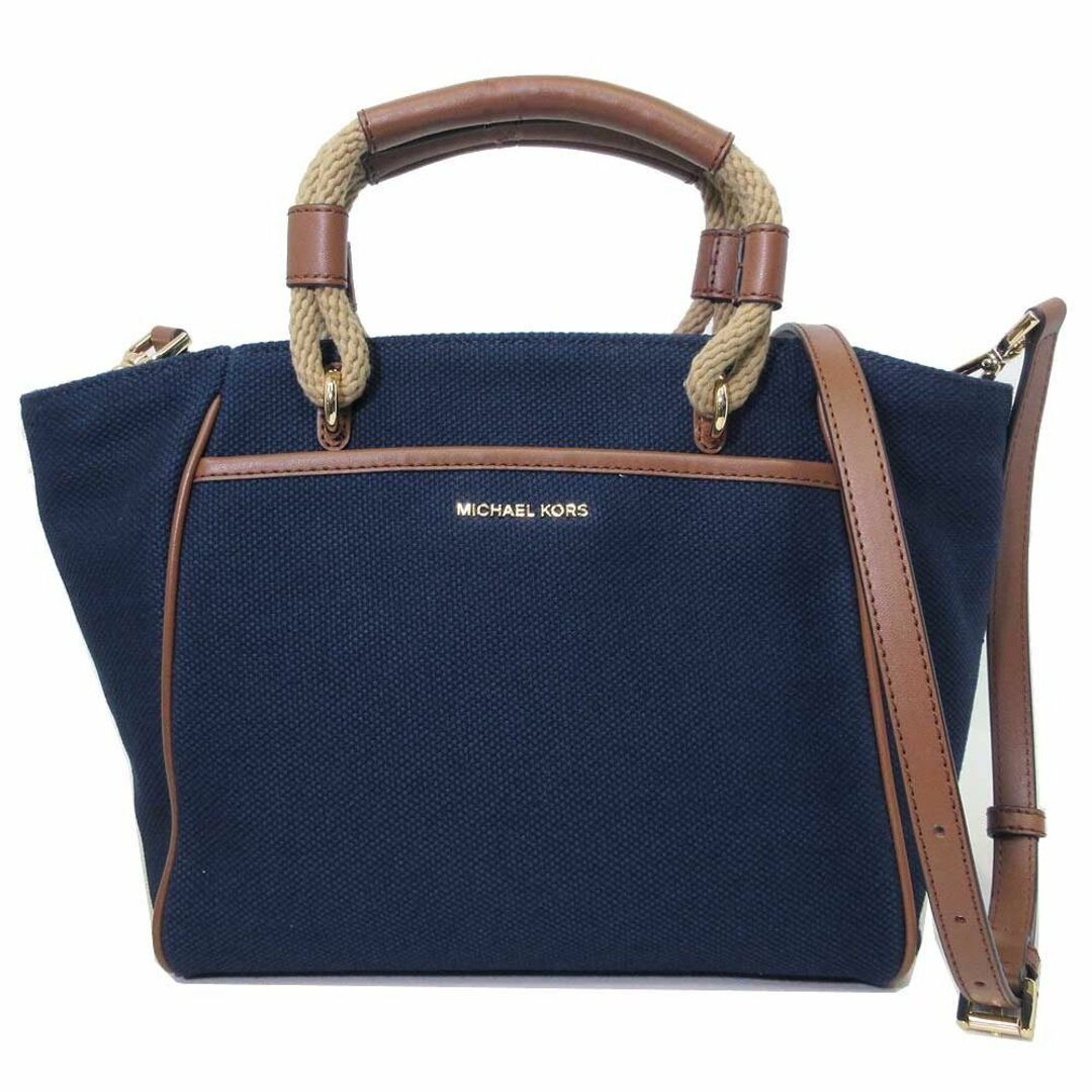 【新品】マイケルコース トートバッグ Michael Kors タリア スモール コットンキャンバス 2WAY トート 斜め掛け 30S3GAMT5C NAVY MULTI (ネイビーマルチ) レディース