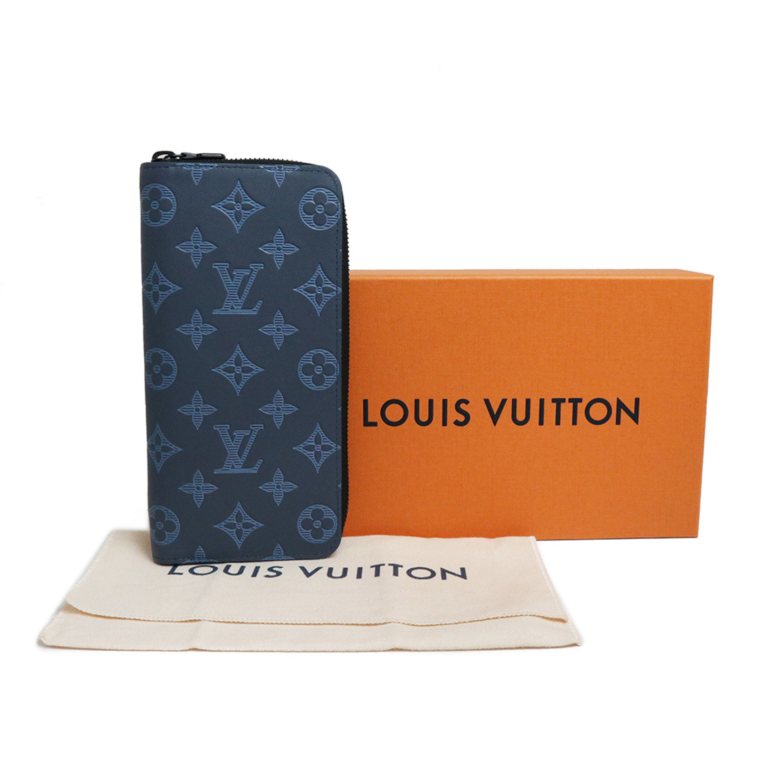 LOUIS VUITTON ルイヴィトン モノグラム シャドウ ジッピーウォレット ヴェルティカル ラウンドファスナー 長財布 M80423 ネイビー gy