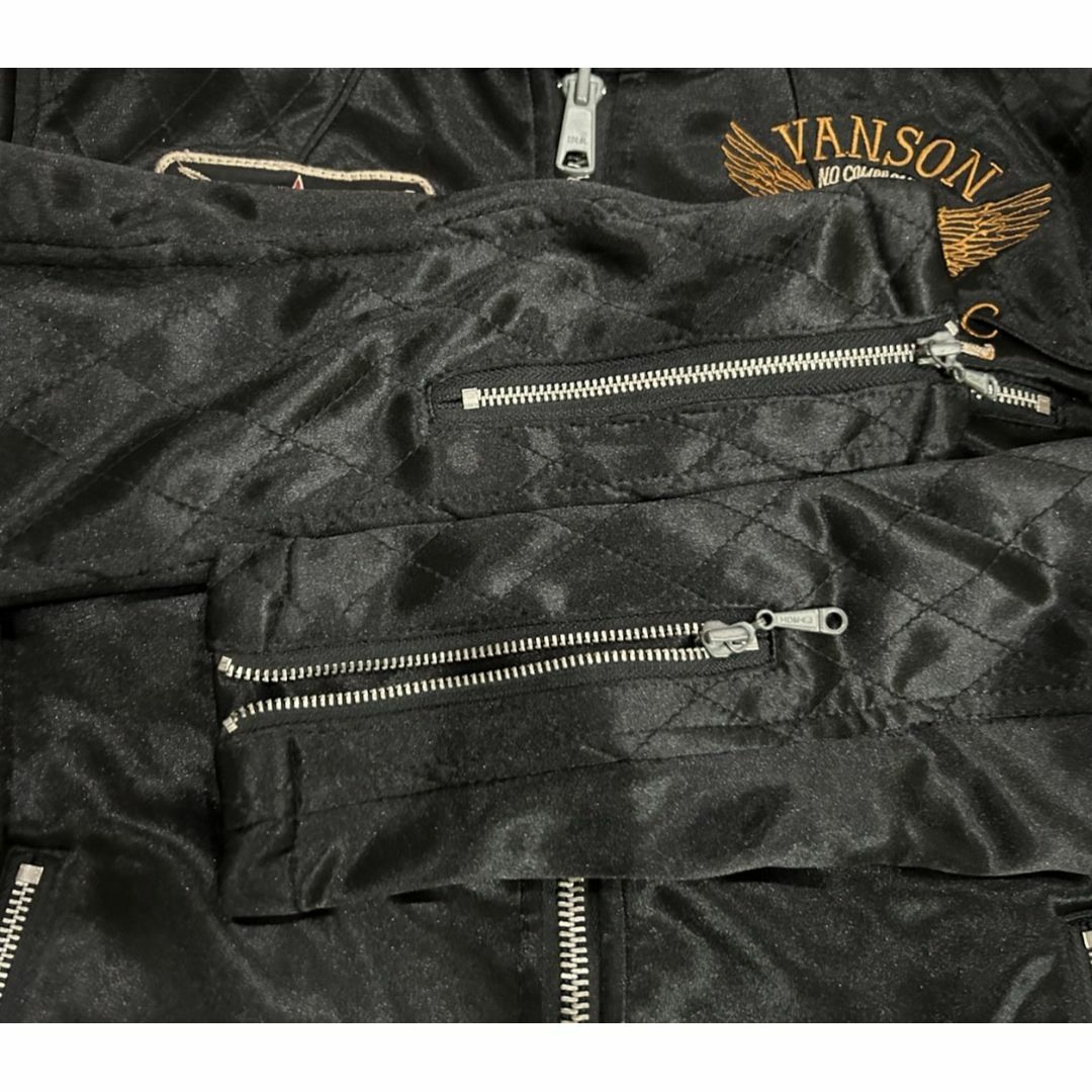 VANSON(バンソン)の＊バンソン VANSON 刺繍 ワッペン シングルライダーズ ブルゾン M メンズのジャケット/アウター(ライダースジャケット)の商品写真