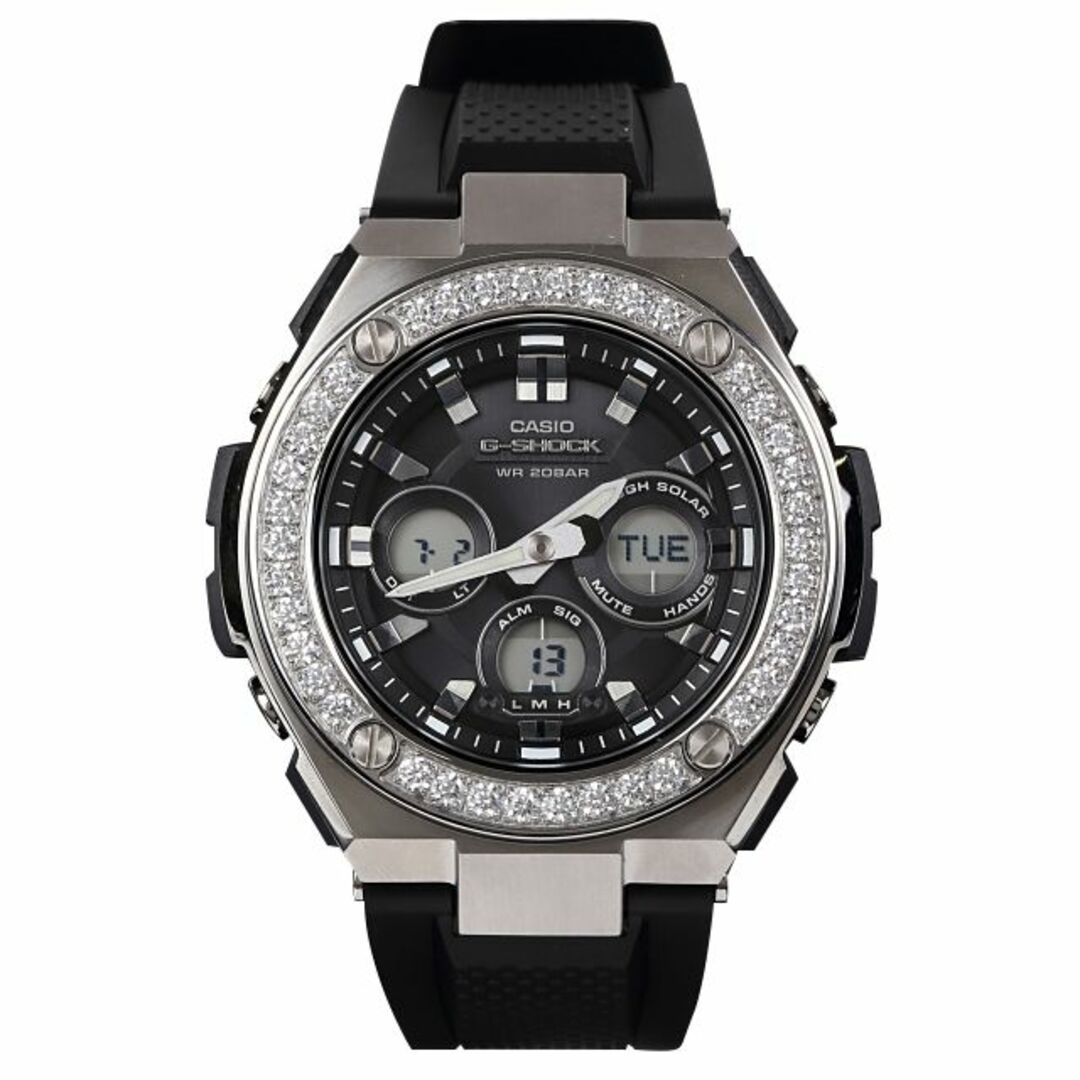 G-SHOCK G-Steel GST w300 大粒CZダイヤ（キュービックジルコニア）カスタムベゼル Gスチール