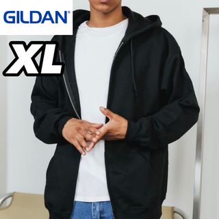 ギルタン(GILDAN)の新品未使用 ギルダン 8oz 無地ジップアップパーカー 裏起毛 黒 XL(パーカー)