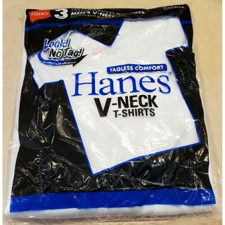 ヘインズ(Hanes)の【新品】3枚組　ヘインズ　VネックTシャツ　Sサイズ　綿75％　タグレス 衿進化(Tシャツ/カットソー(半袖/袖なし))