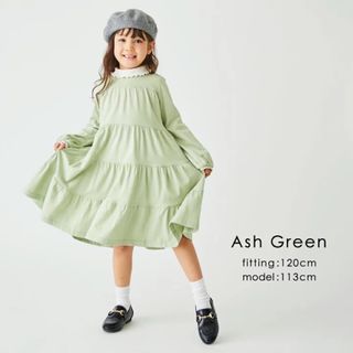 エバークローゼット(evercloset)のever closet 長袖 ティアードワンピース 130 グレー(ワンピース)