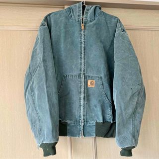 カーハート(carhartt)の《希少》青緑 カーハート アクティブジャケット グリーン 2XL 古着 冬服(ブルゾン)