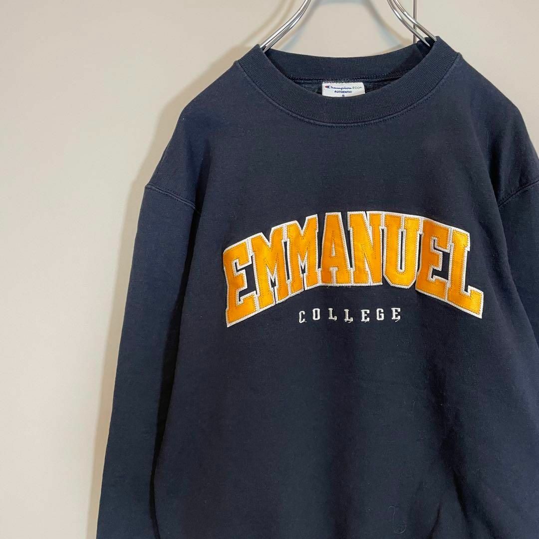 【ビッグ刺繍ロゴ】championスウェット古着90s カレッジかぶり長袖Mのサムネイル