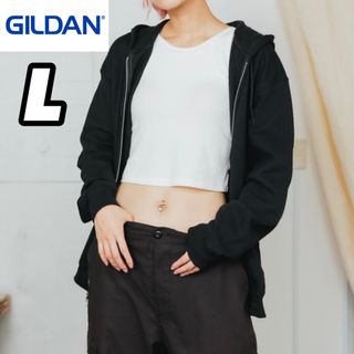 ギルタン(GILDAN)の新品未使用 GILDAN 8oz 無地ジップアップパーカー 裏起毛 黒 L(パーカー)