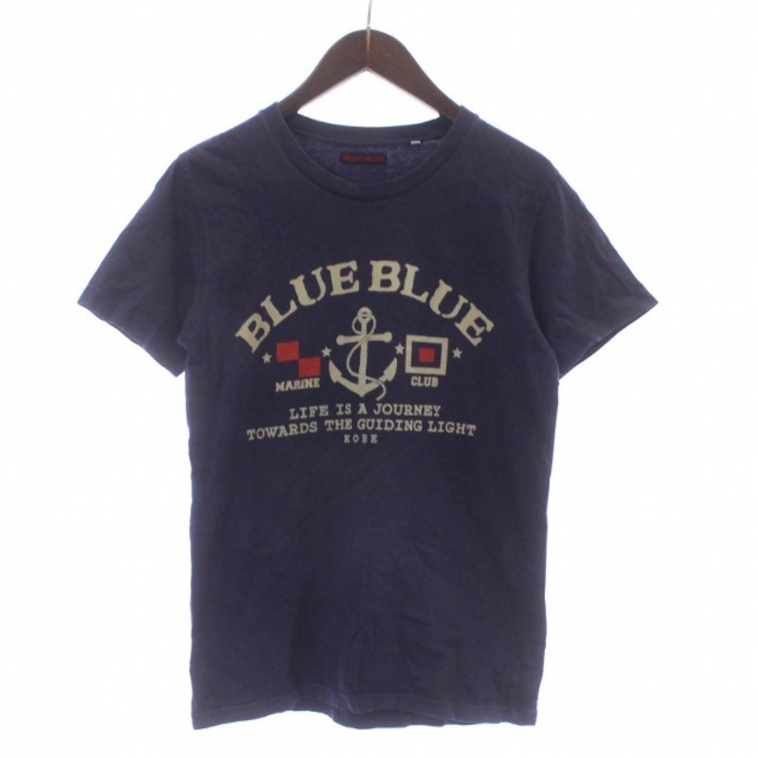 BLUE BLUE(ブルーブルー)のBLUE BLUE Tシャツ カットソー 半袖 クルーネック ロゴ 1 S 紺 メンズのトップス(Tシャツ/カットソー(半袖/袖なし))の商品写真