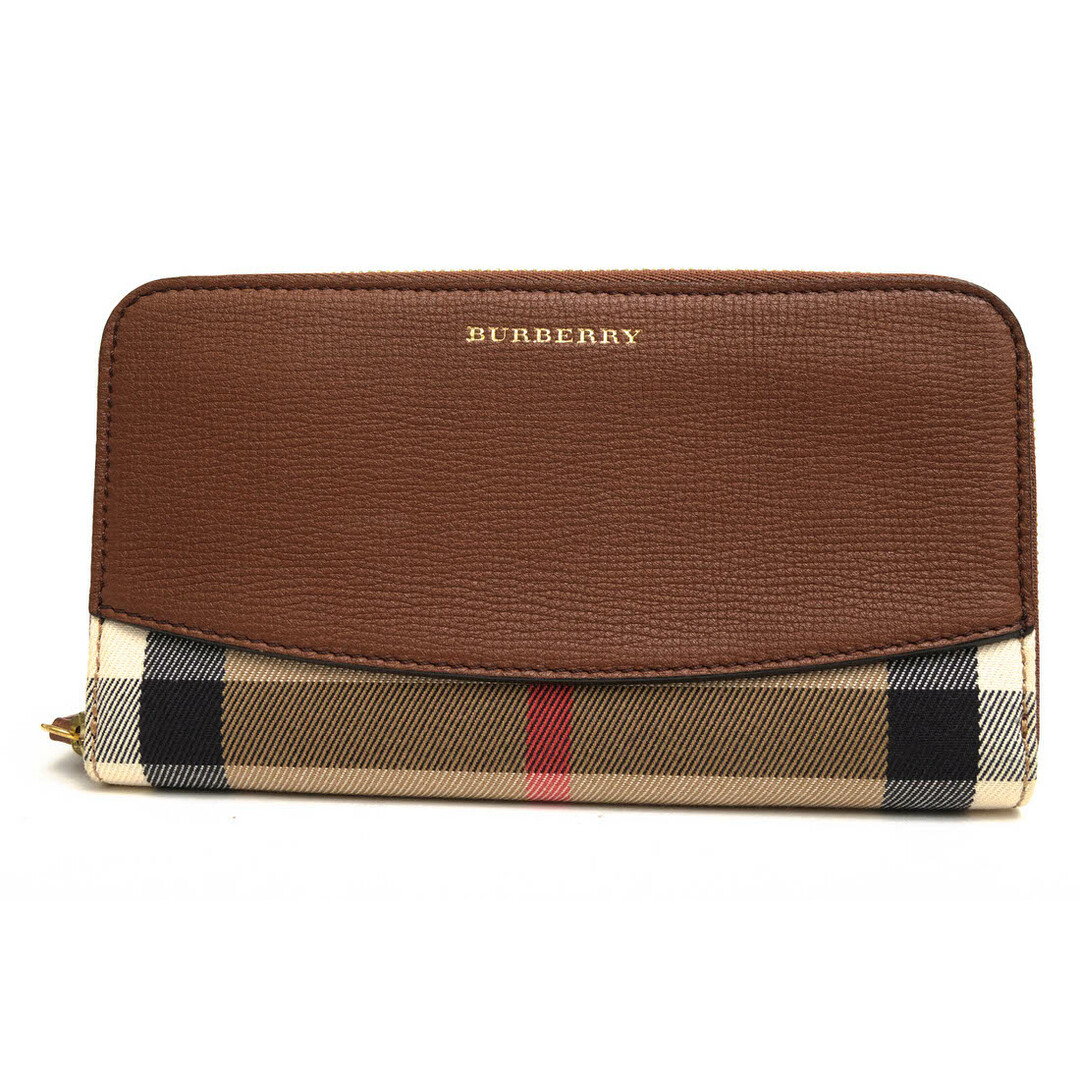 BURBERRY(バーバリー)のバーバリー／BURBERRY 長財布 財布 ウォレット レディース 女性 女性用コットン 綿 キャンバス レザー 革  3975338 HORSEFERRY CHECK ELMORE ZIP AROUND WALLET ホースフェリー チェック エルモア バーバリーチェック 小銭入れあり ラウンドジップ ラウンドファスナー レディースのファッション小物(財布)の商品写真