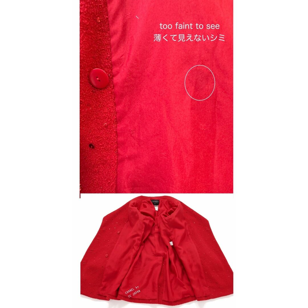 CHANEL(シャネル)のシャネル ジャケット CHANEL 貴重すぎる ヴィンテージ レッド 赤 スパンコールきらり 秋冬 ウール コート ココボタン 38 40 42 レディースのジャケット/アウター(テーラードジャケット)の商品写真