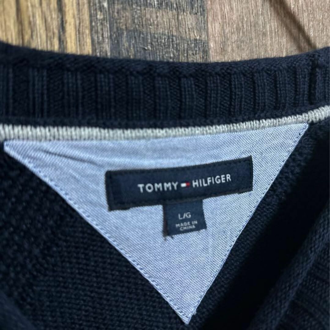 トミーヒルフィガー ロゴ ニット セーター ネイビー Lサイズ 紺 USA