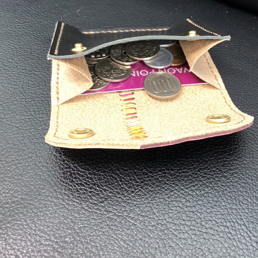 革　コインケース　パッチワーク ハンドメイドのファッション小物(財布)の商品写真