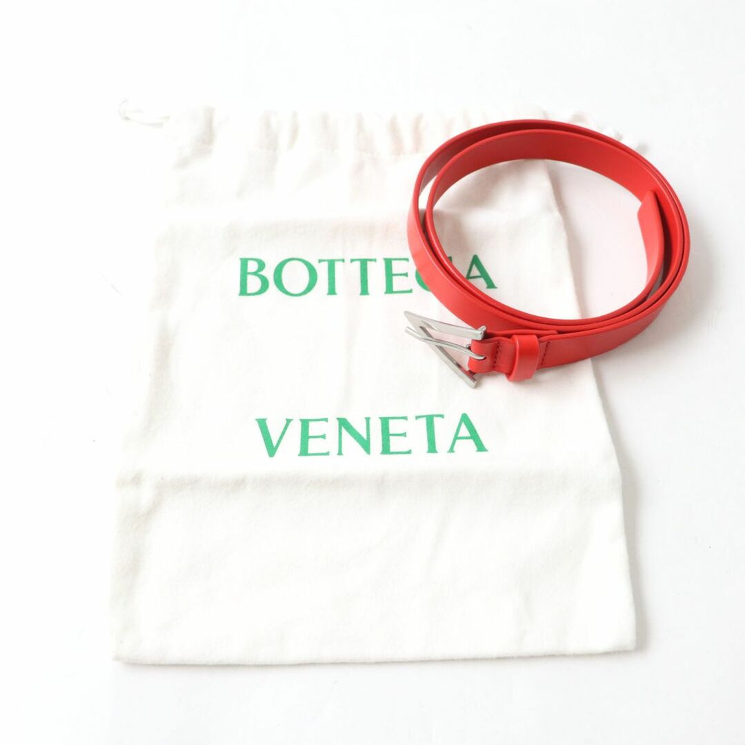 未使用品★BOTTEGA VENETA ボッテガヴェネタ 629763 トライアングルバックル レザーベルト レディース レッド 80/32 イタリア製 保管袋付き 1