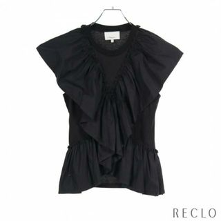 スリーワンフィリップリム(3.1 Phillip Lim)のButterfly Ruffle Sleeve TaNeck バタフライ フリル スリーブタンク ブラウス コットン ブラック(カットソー(半袖/袖なし))