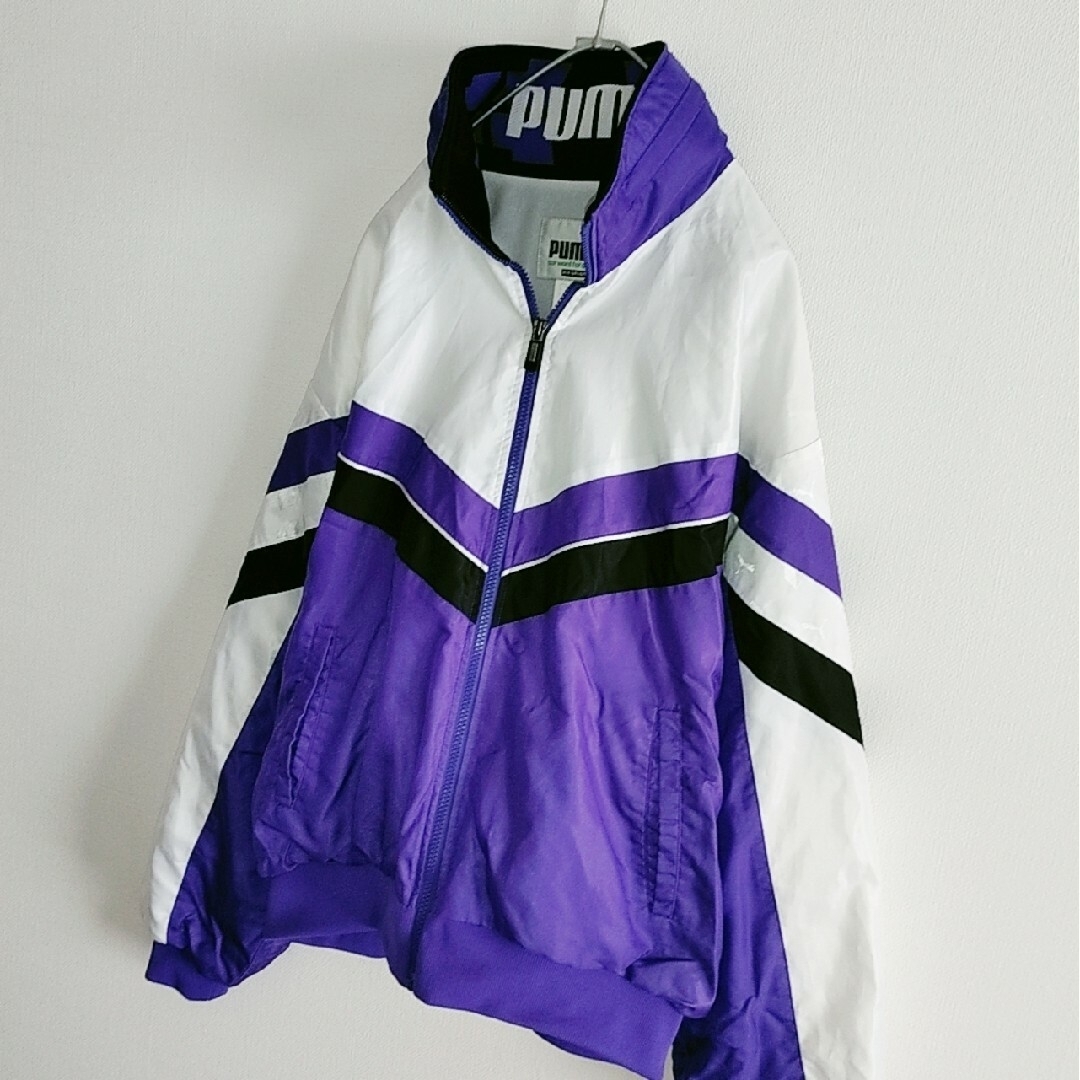 PUMA(プーマ)のプーマ　90s　ユニオン　ブルゾン　ナイロンジャケット　ヴィンテージ　紫　白　黒 メンズのジャケット/アウター(ナイロンジャケット)の商品写真