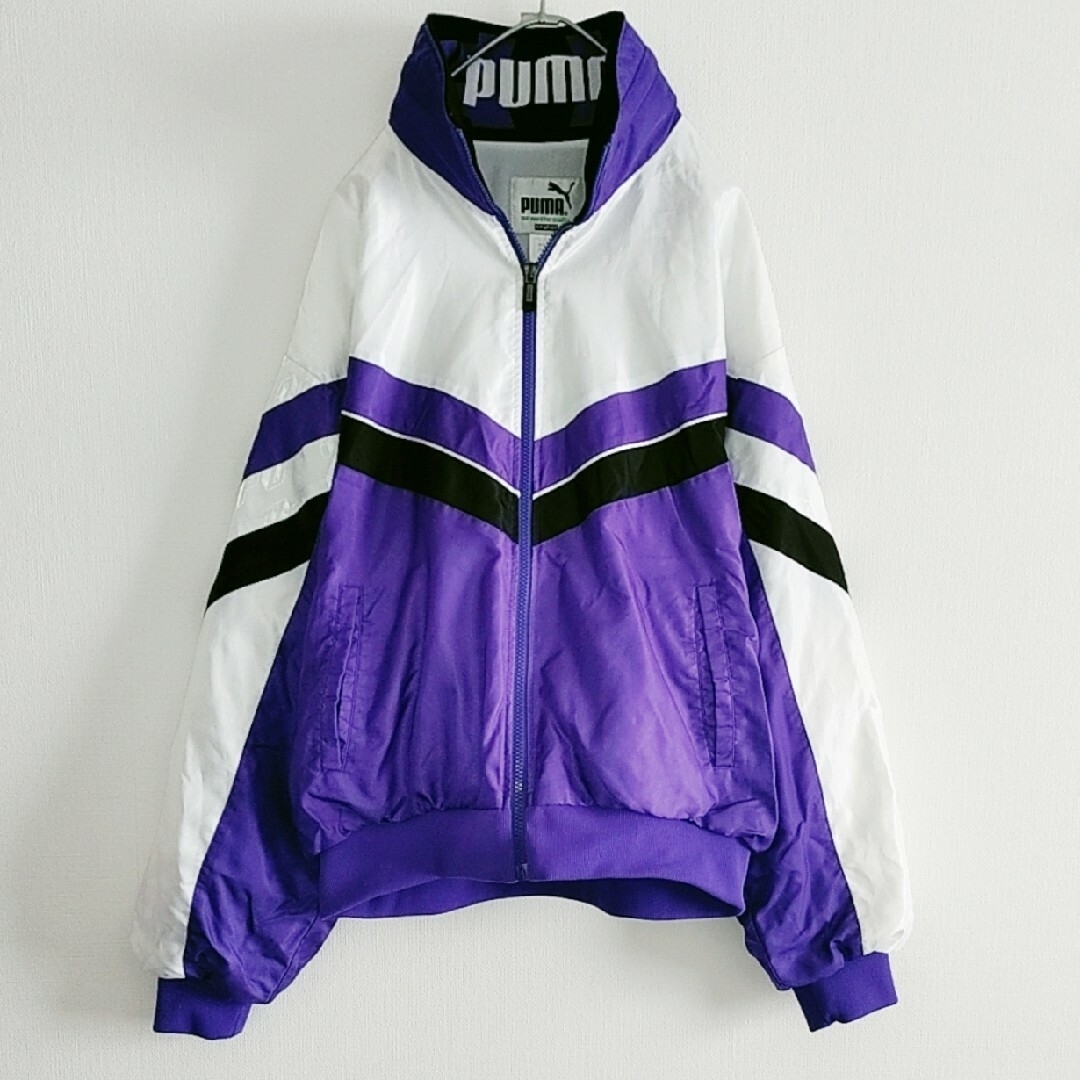 PUMA(プーマ)のプーマ　90s　ユニオン　ブルゾン　ナイロンジャケット　ヴィンテージ　紫　白　黒 メンズのジャケット/アウター(ナイロンジャケット)の商品写真