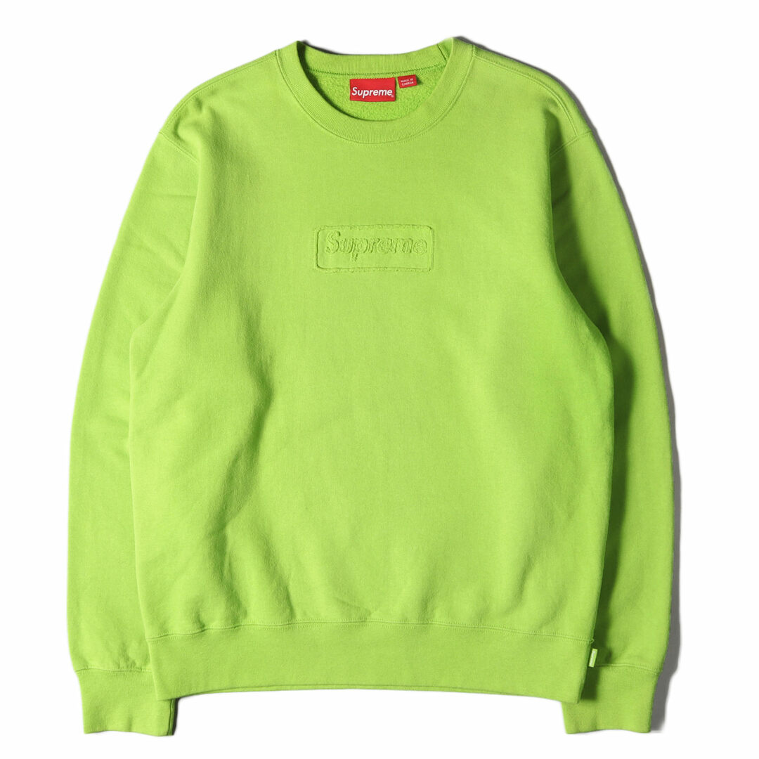 Supreme シュプリーム スウェット サイズ:S 20SS カットアウト ボックスロゴ クルーネック スウェットシャツ Cutout Logo Crewneck ライム トップス トレーナー 【メンズ】